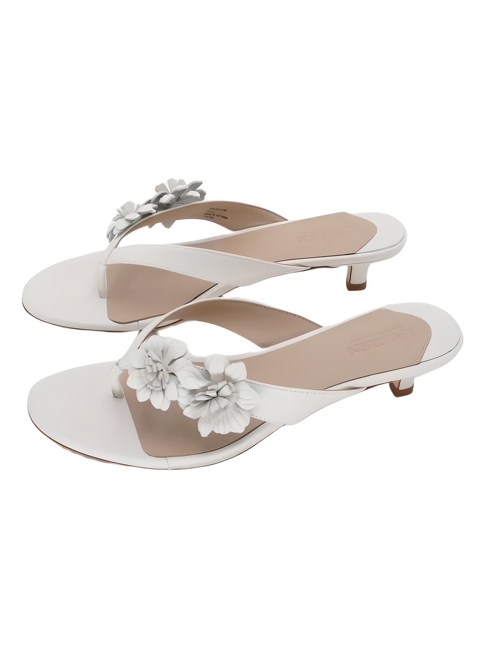 Lauren Ralph Lauren Francesca Floral-Trim Nappa Leather Kitten Heel Size 7.5M - Picture 3 of 6